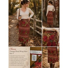 Vintage Chaus Floral Wrap Maxi Skirt Boho Cottagecore Size 4