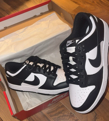 Nike Dunk Low Herren Sneaker Leder Schwarz Weiß EU 38,5 Neu mit Karton