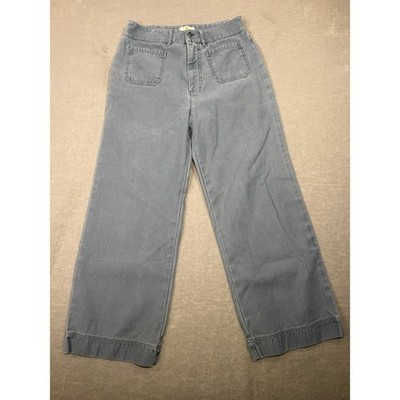 Marine Layer Allison Wide Leg Pants Blue Grey High Rise Patch Pocket Womens 8