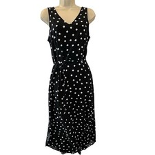 A New Day Womens Polka Dot Sleeveless Midi Shift Dress Black White Polka Dot S