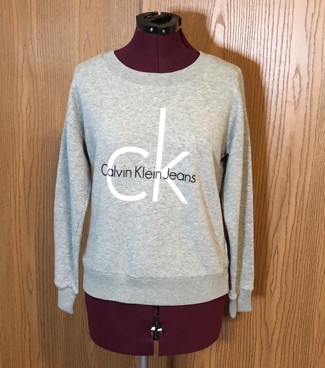 Calvin Klein Jeans CK Logo Women's Light Gray Sweatshirt Crew Neck S Size  Small | eBay