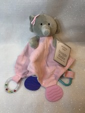 Modern Baby Gray Elephant Teether/Rattle Security Blanket/Lovey Pink Girls NEW