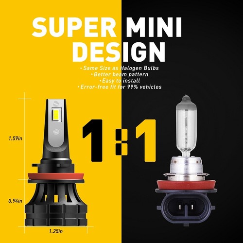 AUXITO H8 Kit Conversion Bulb H11 LED Headlight High Low Beam 6000K Bright 2~10X - Picture 3 of 21