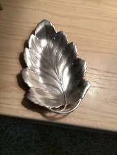 STERLING SILVER REED & BARTON HAND HAMMERED LEAF DISH #280-SIGNED