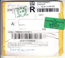Bedarfsbrief von China nach BRD Einschreiben Einwurf 