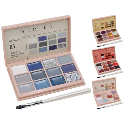 Solide Gel Nagellack Palette Kit Glitzer Design Pudding Creme Soak Off LED