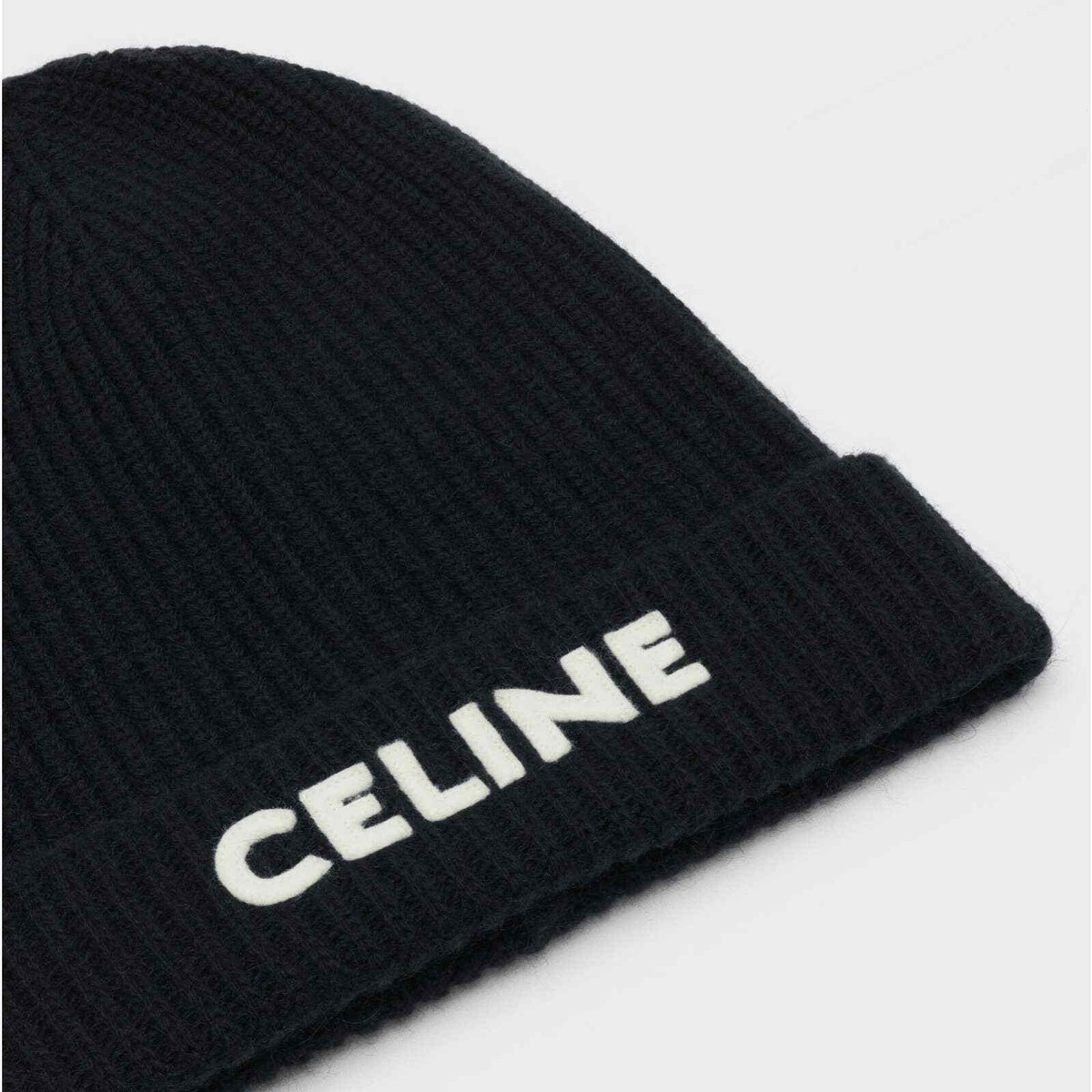 帽子 CELINE EMBROIDERED KNIT WOOL BEANIE Celine Embroidered Knit Wool Beanie Black - FW21 - US