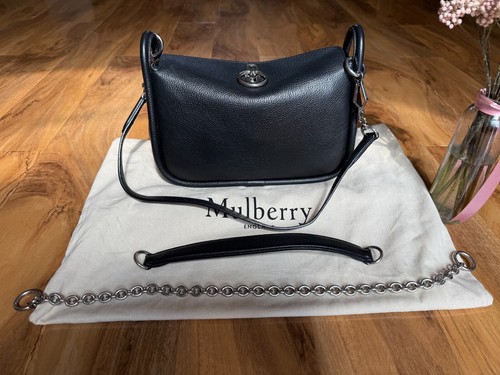 mulberry small leighton black - silver toned small classic grain (Three strapes) - Picture 4 of 16