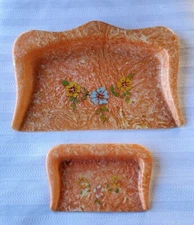 Antique 1920's Marbleized Celluloid Deco Table Crumb Catcher Set Silent Butler