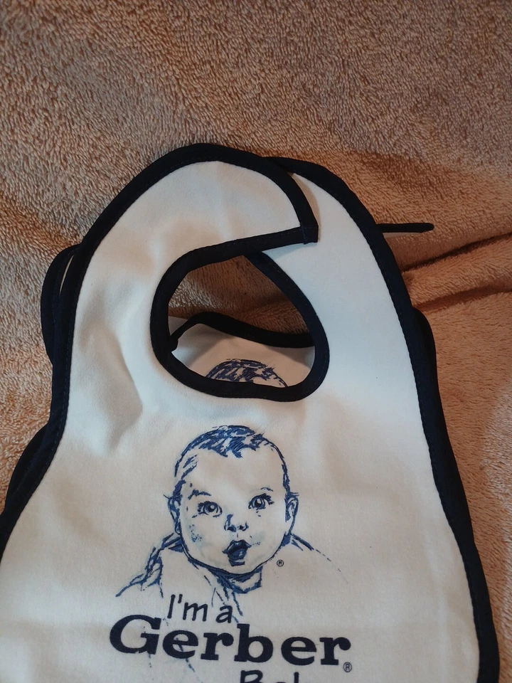 复古 Collectors Bib I'm A Gerber 婴儿白色蓝色全新 Gerber 制造 2 件 — 第 2/4 张图片
