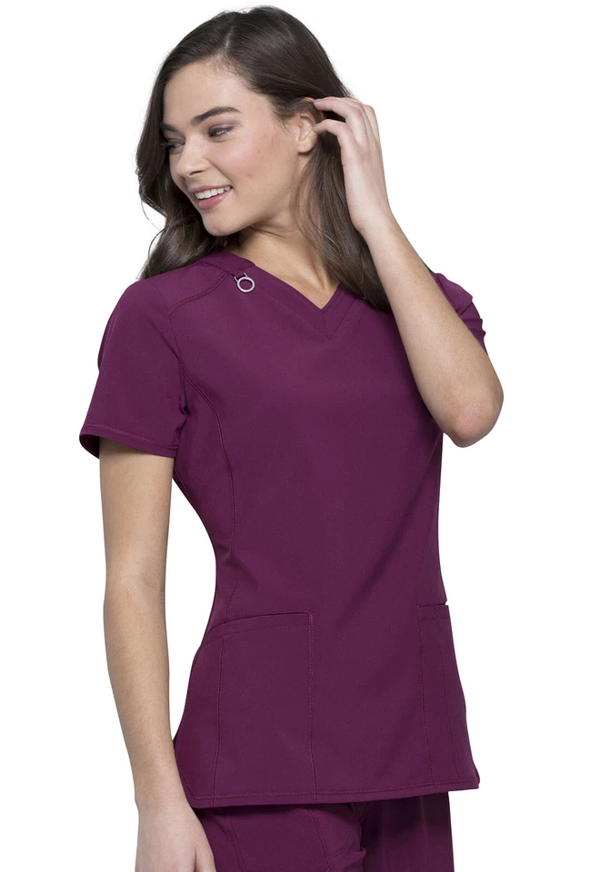 Cherokee Scrubs V Neck Top CK865A WNPS Wine Free Shipping - Image 4 of 4