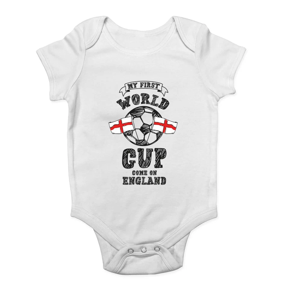 BABY ORIGINALS England Football My First World Cup Baby Grow Vest Bodysuit Boys Girls Gift