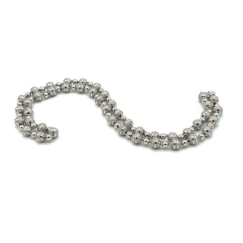 925 Silver Ball Link Chain 31.5” 9.5mm 90.6g CZ 14K White Gold Plated - Picture 23 of 24