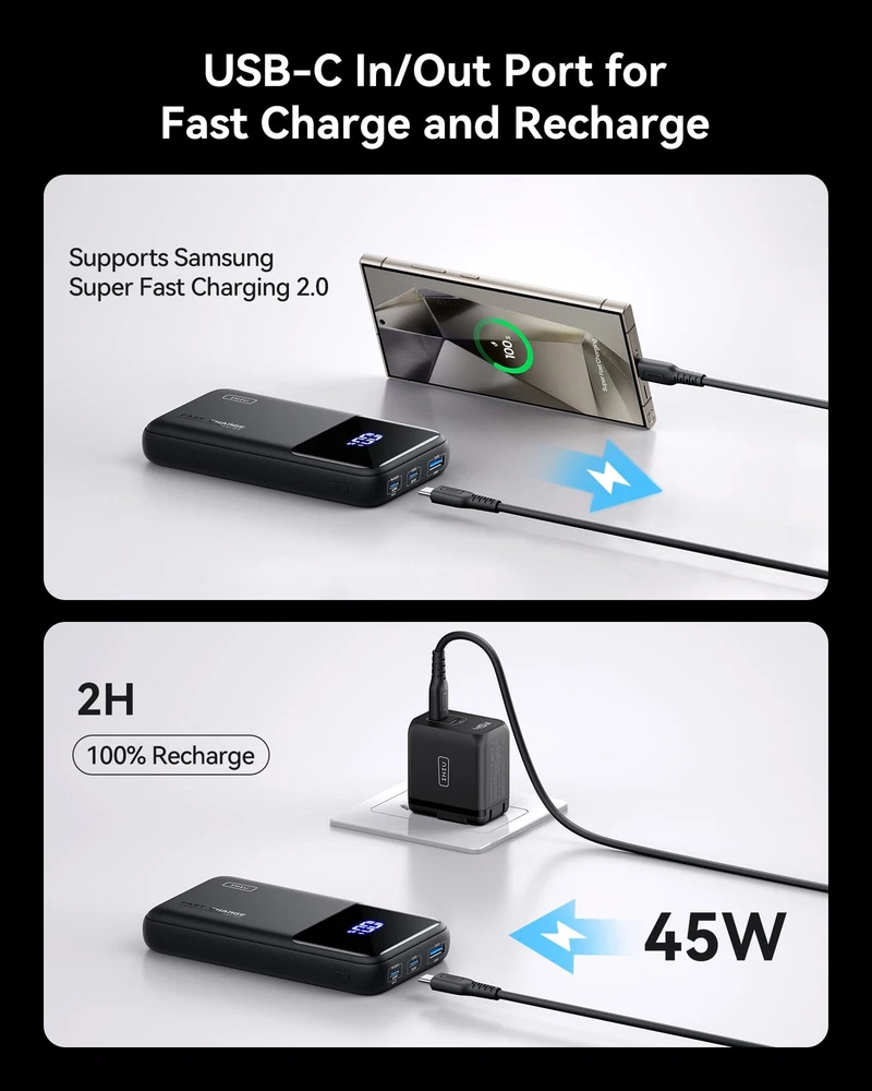 Power Bank, 20000mAh 65W USB C Laptop Portable Charger, PD QC Fast Charging 3... Power Bank, 20000mAh 65W USB C Laptop Portable Charger, PD QC Fast Charging 3...