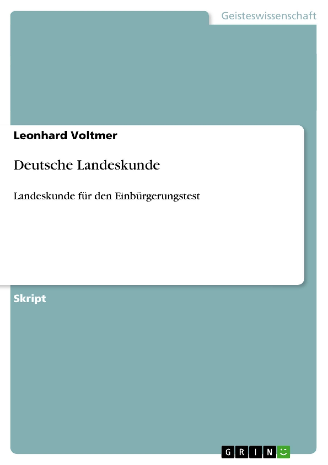 Thumbnail - Deutsche Landeskunde Landeskunde Für Den Einbürgerungstest Leonhard