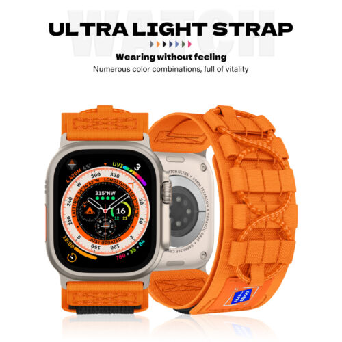 For Apple Watch Ultra Series 10 9 8 7 6 SE Wrist Strap Nylon Tactical Sport Band - Picture 8 of 13