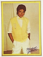 Original Vintage 80s Michael Jackson Yellow Sweater Vest Iron On Transfer Music