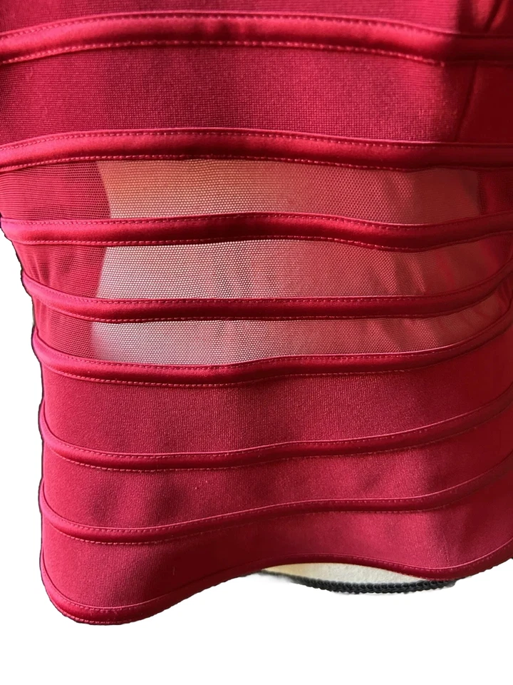 👚🌹🖤JS Colección Rojo Transparente Sin Mangas Cremallera Top - Talla 14 Malla Foto 4 de 4