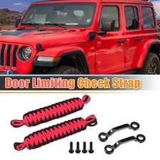 1 Set Car Door Limiting Straps for Jeep Wrangler JK JL w/ Brackets Black Red