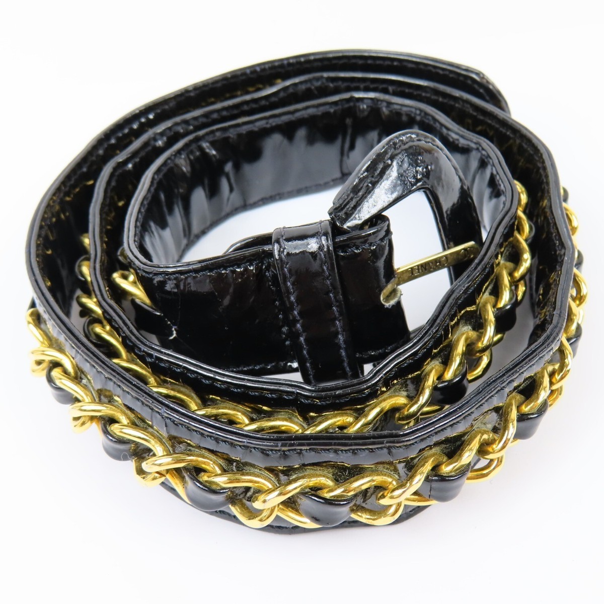 小物 FW1999 CHANEL LEATHER BELT Chanel Quilted Black Leather Belt - SIZE 95 ○ Labellov