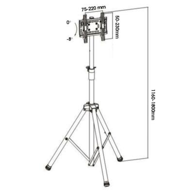 TR940A Portable Tripod TV Stand With Universal Bracket - Fits 19 To 42 Inch TVs
