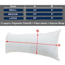 Small/Medium/Large Size Long Lumbar Pillow Insert Bolster Pillow Fiberfill