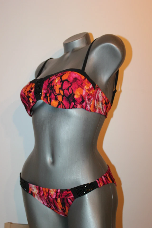 Triumph Bikini Bandeau "Portofino TWPD " Gr.38 B rotmix Höschen 38 sehr edel - Bild 3 von 4