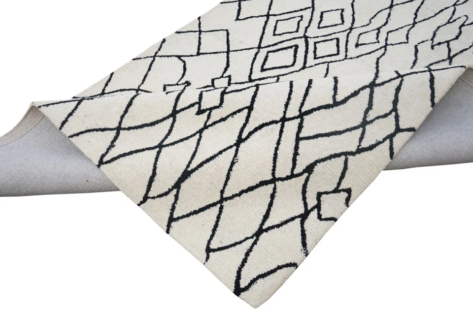 Elfenbeinfarbe Teppich 100% Wolle 160X230 cm Orientteppich Handgetuftet HT394 - Bild 4 von 4