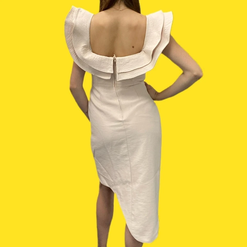 C/MEO COLLECTIVE First Impression Dress, Delicate Ruffled Neckline, Blush, Large - Image 3 of 4