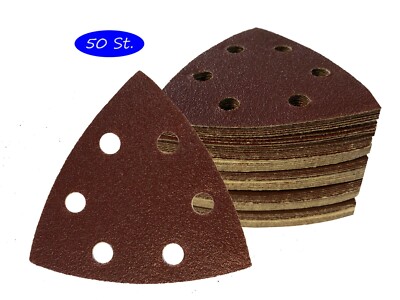 50 St.Klett-Schleifdreiecke 93x93x93 mm Korn 60 für Delta-Schleifer 6 Loch