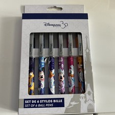 Disneyland Paris 30th Anniversary 6 x Pen Blue Biro Set Mickey & Friends 