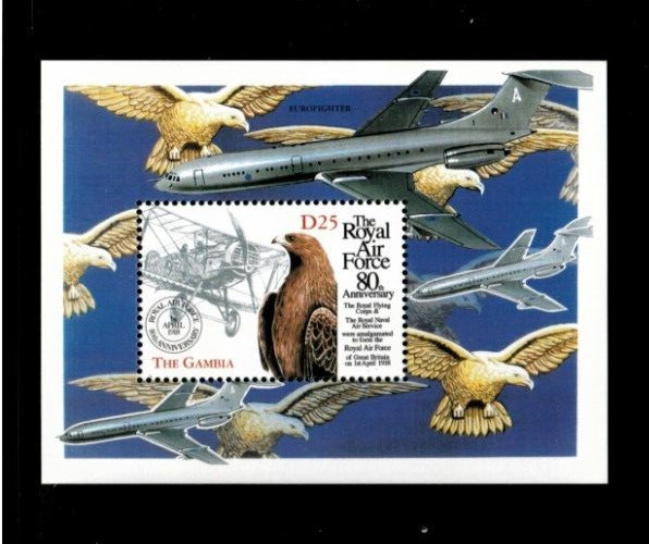 VINTAGE CLASSICS Gambia 1998 Royal Air Force Souvenir Stamp sheet Scott 2082 MNH