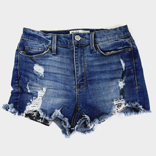 Mudd High-Rise Shortie Distressed Denim Shorts Juniors Women's Sz 5 Flx Stretch