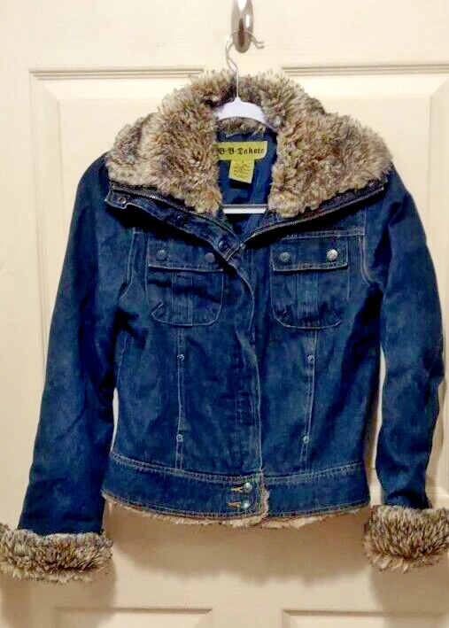 Chaqueta vaquera vintage BB Dakota denim de piel sintética con bolsillos forrada talla M Foto 3 de 4