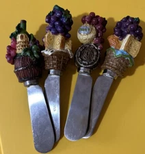 Fruit Basket Cheese Butter Spreader Knife Stainless Bread Wine Grapes Picnic