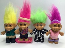 Lot Of 4 Vintage Russ Troll Doll Halloween Exercise Skateboard Fisherman