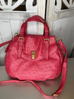 Marc by Marc Jacobs Ozzie Ostrich Handbag Shoulder Bag Bright Pink 