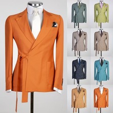 Business Plaid Men Jackets Blazer Tuxedo Wedding Suits Groom Party Prom Dinner