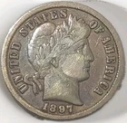 1897 Barber Dime Ten Cent US Coin Very Fine Nice Color Free Post Tracking