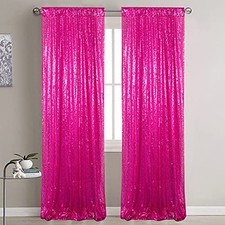 Partisout Hot Pink Sequin Backdrop 2 Panels 2x7ft for Wedding Party Decor