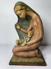Vintage Virgin Mary And Baby Jesus Ceramic Figurine Beautiful 10" BX47