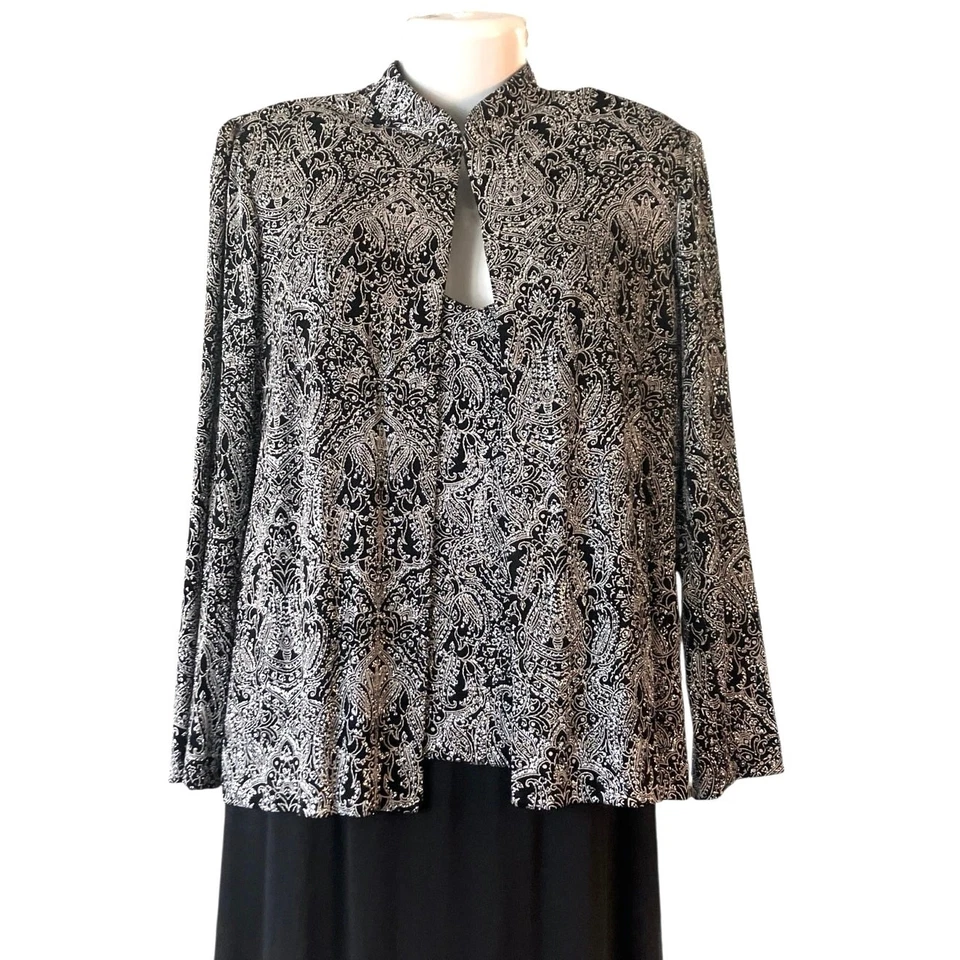 Alex Evenings 女式黑色/银色闪亮晚礼服/夹克优雅 16 码 — 第 4/4 张图片