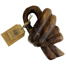 Primitive Hand Carved Wood Knot Decor Object Coffee Table Shelf Creative Coop 8"