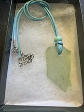 Beautiful Frosty Sea Glass Pendant Necklace With Glass Bead From Maryland