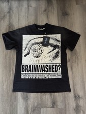 HELLSTAR Men s Black "Brainwashed " Graphic Logo Crew Neck Short Sleeve T-Shirt
