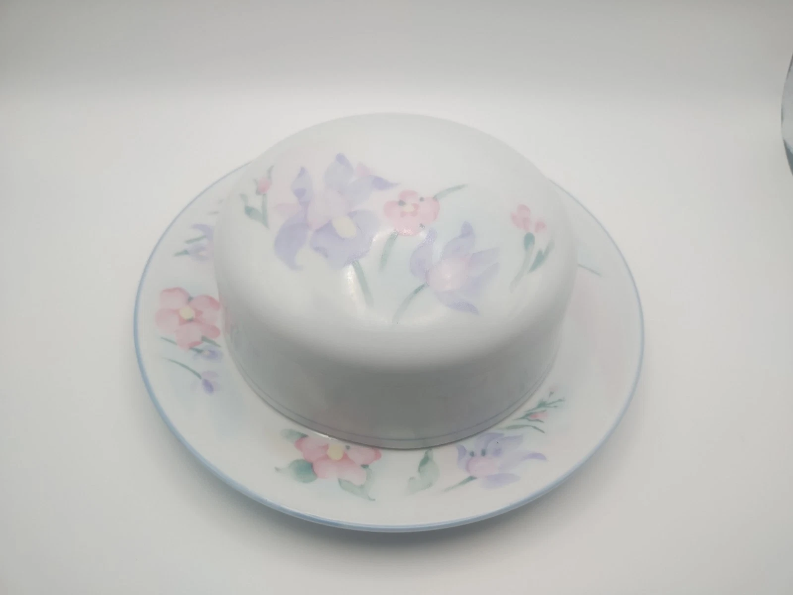 Vintage Prestige Porcelain China Covered Butter Dish Floral Design