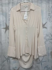 Davi & Dani V-Neck Open Back Adjustable Babydoll Shirt NWT
