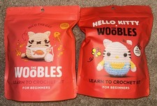  NEW SEALED  Lot 2 Woobles Crochet Kits Hello Kitty And Nico The Cat