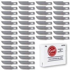 Excel Blades 50 PCS Hobby Blade Refill, #10 High Carbon Steel Curved Grey