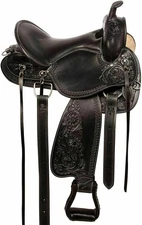 Endurance Western Pleasure Trail Hand Tooled Horse Tack Leather Saddle Size 15".